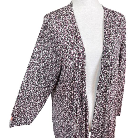 Lane Bryant Essentials 18/20 Pink Floral Draped Open Front Chiffon Cardigan - Picture 6 of 10